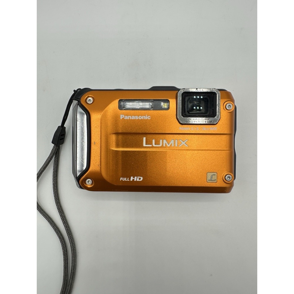 Panasonic Lumix DMC-TS3 Orange 12.1MP Waterproof GPS Camera Charger Tested